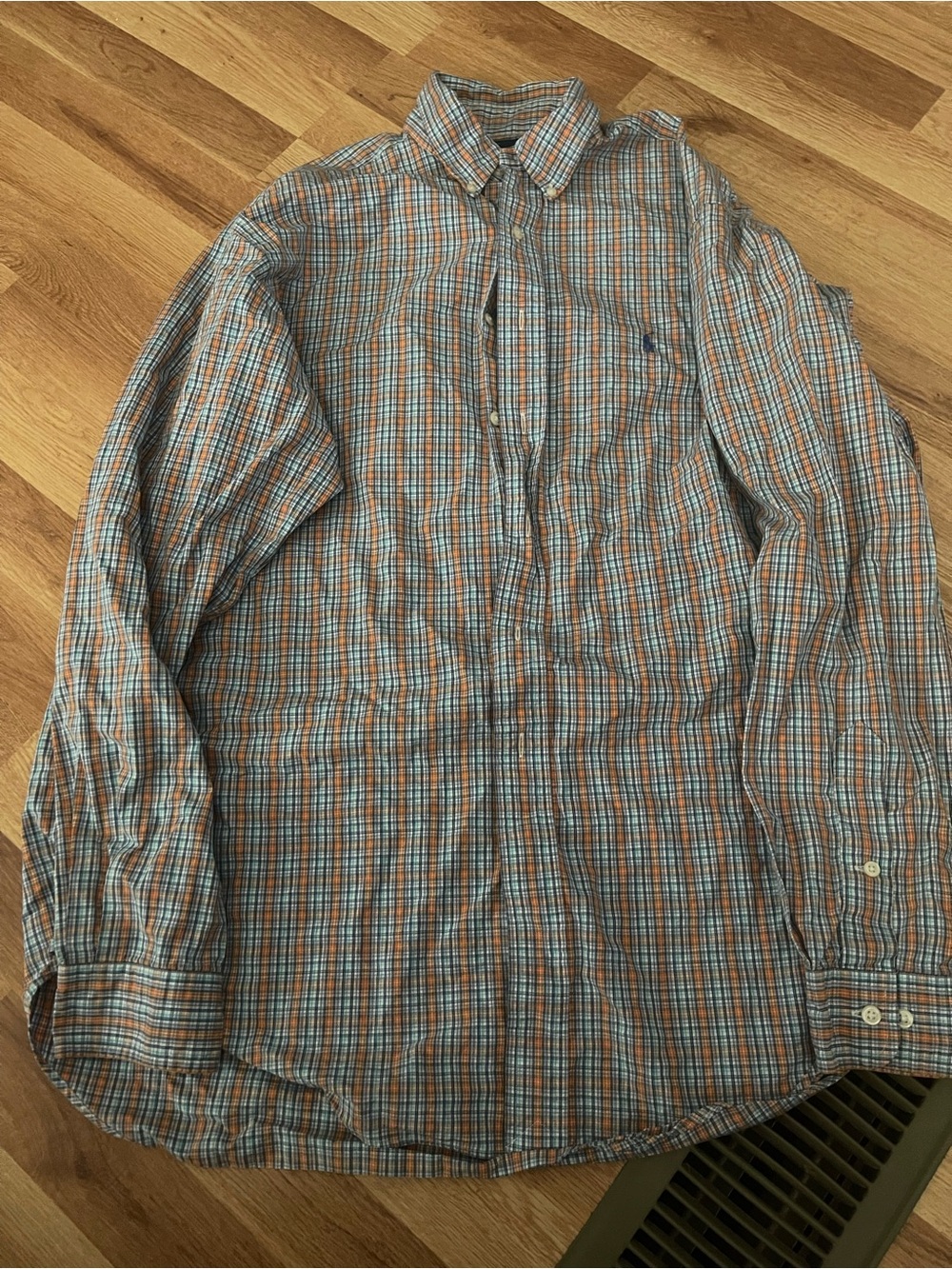 Ralph Lauren Orange & Blue Plaid Button-Down Shirt